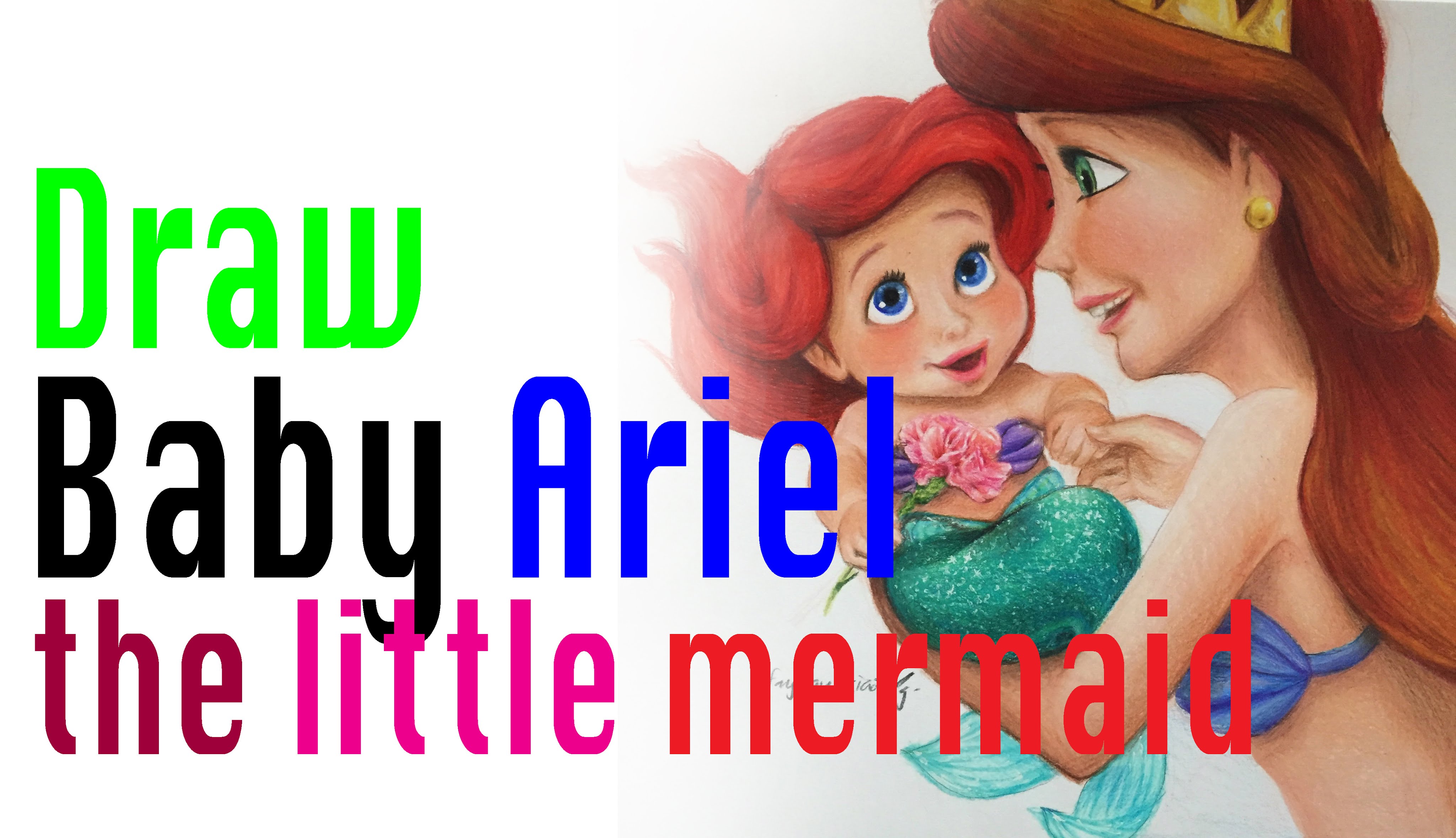 4096x2358 Speed Drawing Of Baby Ariel The Little Mermaid (Mother's Day