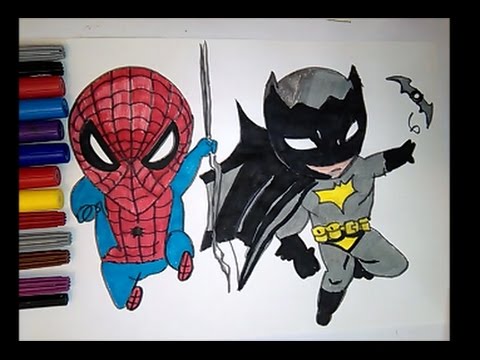 480x360 Draw And Color Spiderman Vs Batman Baby Superheroes Coloring Pages