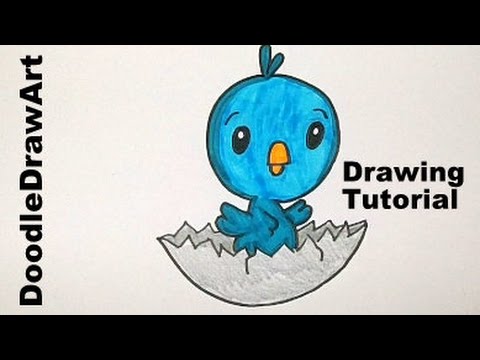 480x360 Drawing How To Draw A Cute Cartoon Baby Bird Hatching From Its