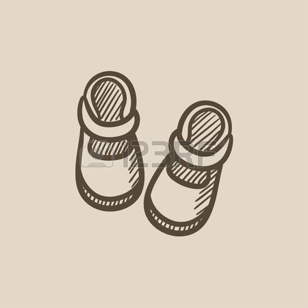 450x450 Baby Booties Sketch Icon For Web, Mobile And Infographics. Hand