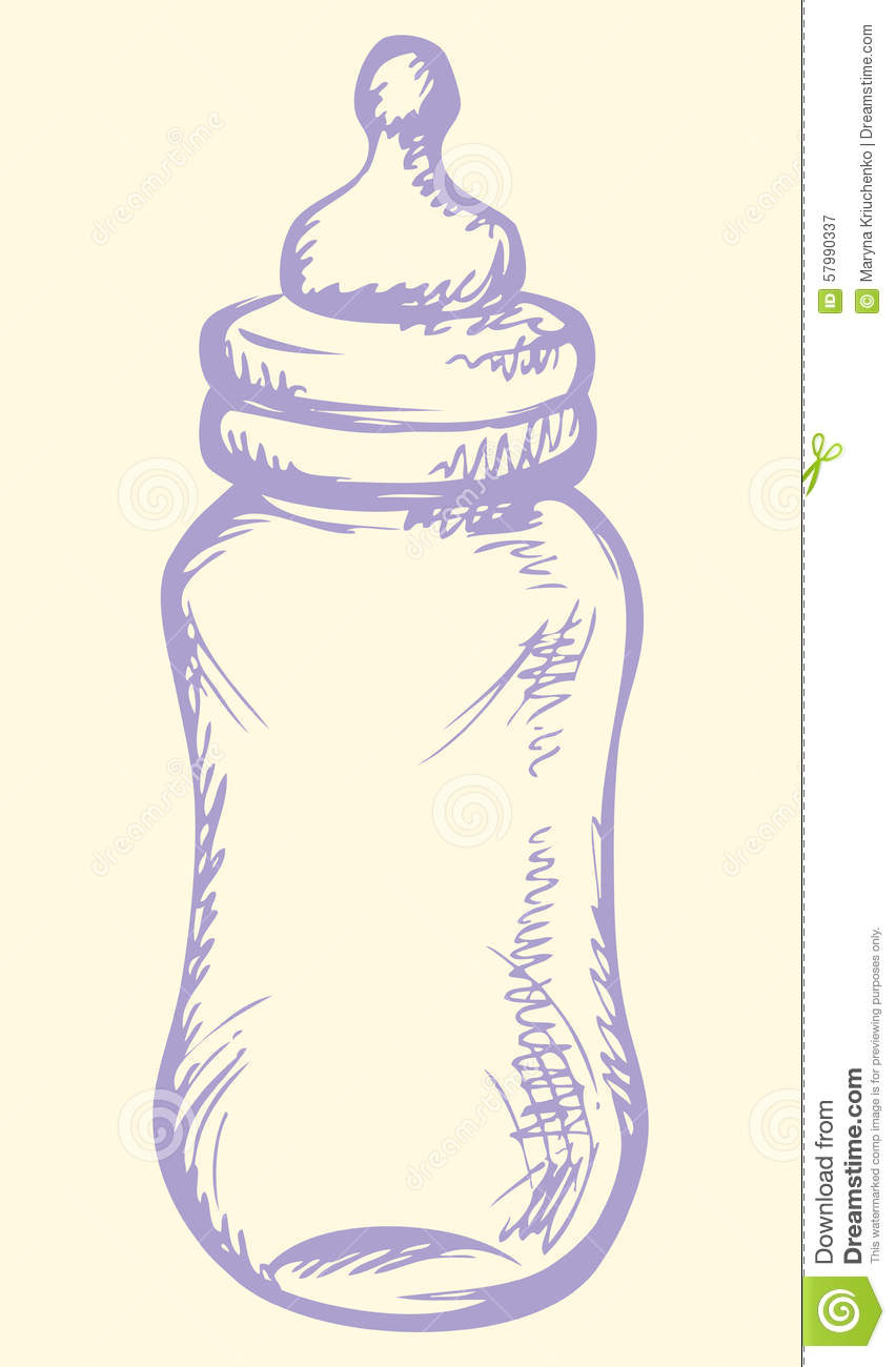 852x1300 Drawing Of A Baby Bottle Baby Milk Bottle. Vector Sketch Stock