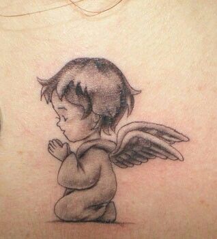 318x350 Baby Boy Angel Praying I Got Ink On It Tattoo