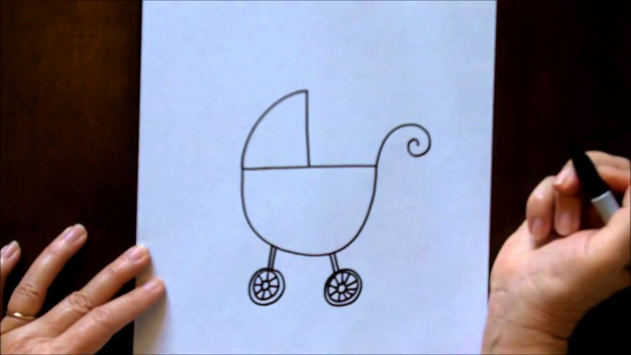 1280x720 How To Draw A Baby Carriage Stroller Cartoon Simple Drawing