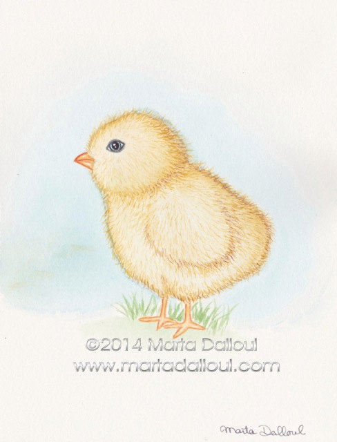 488x640 Cute Baby Chick Original Watercolor Art By Martadalloul On Etsy