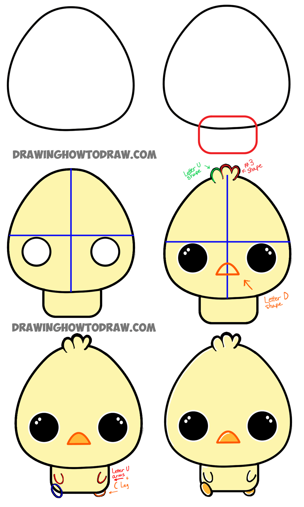 1000x1667 How To Draw A Cartoon Chibi Baby Chick