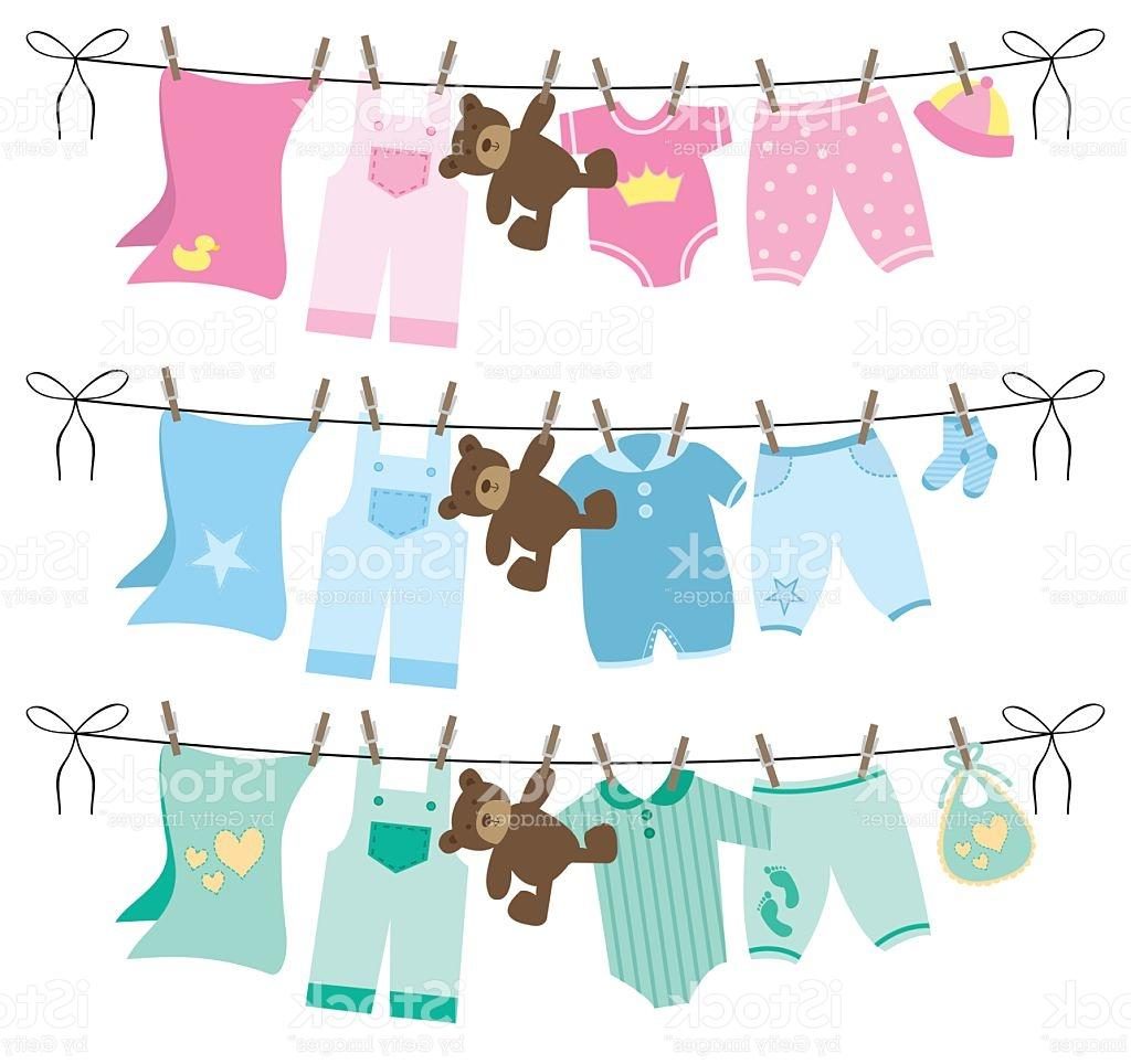1024x964 Unique Baby Clothes On Clothesline Vector Illustration Drawing