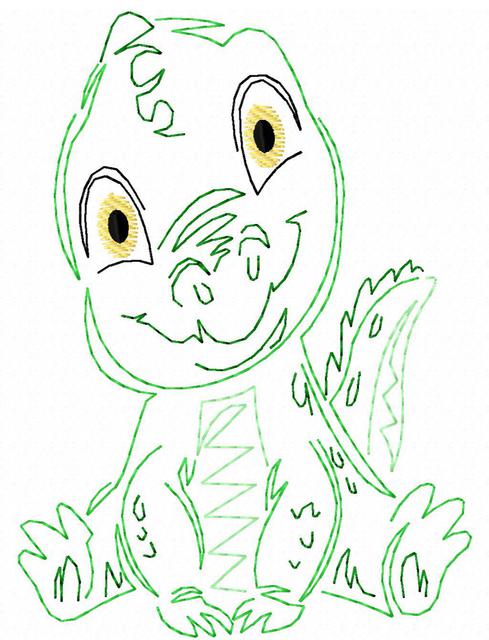 489x640 Baby Alligator Color Work Embroidery Design