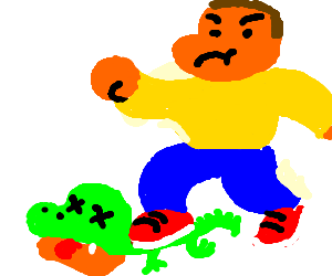 300x250 Boy Stomping Baby Crocodile
