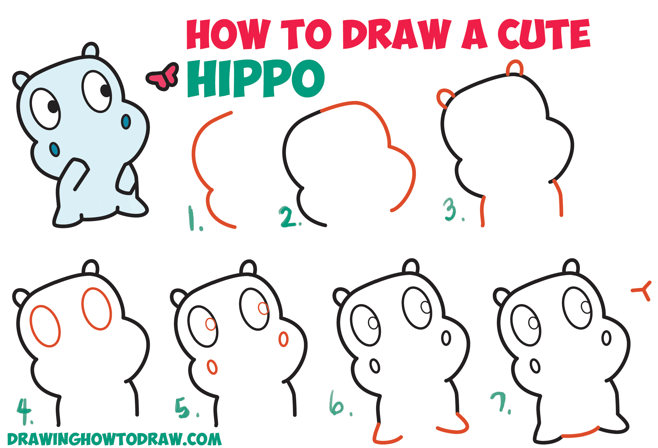 2266x1544 Baby Drawing For Kids How To Draw A Cute Cartoon Baby Hippo