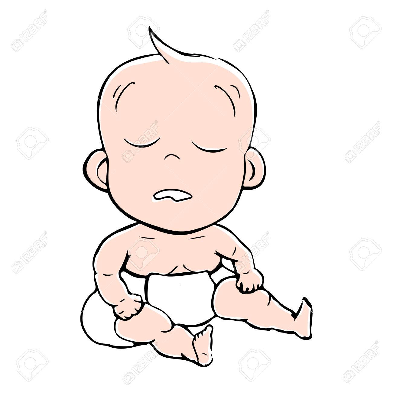 1300x1300 Cute Sleeping Baby Drawing. Simple Cartoon Vector Illustration