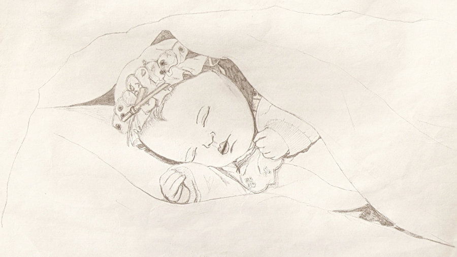 900x506 Sleeping Baby Drawing By Antihero74