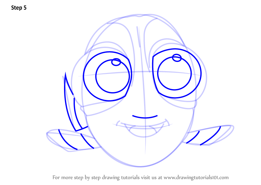 844x598 Learn How To Draw Baby Dory From Finding Dory (Finding Dory) Step