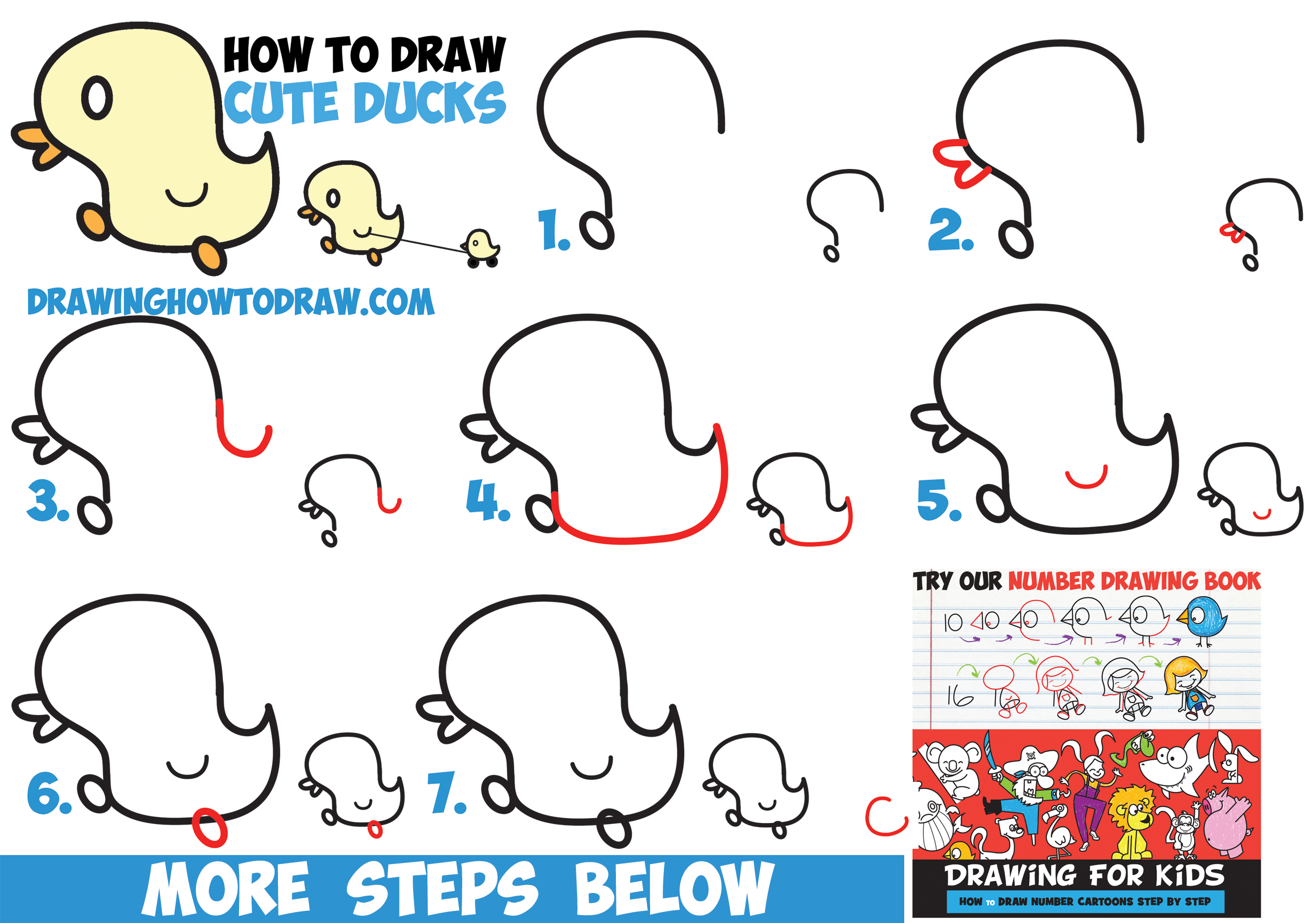 2500x1753 How To Draw Cute Kawaii Baby Ducks Cartoon Ducklings In Easy