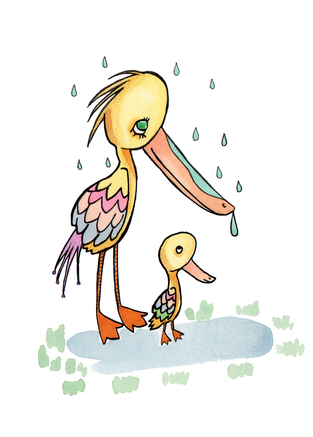 1078x1506 Mother Duck And Baby Duckling Drawing By Roro Rolovestar