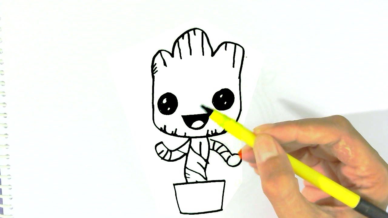 1280x720 How To Draw Baby Groot Easy Steps For Children, Kids, Beginners