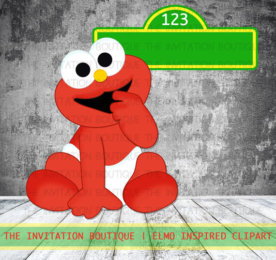 570x537 Baby Elmo Clipart Hand Drawn Digital File Instant Download