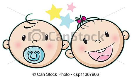 450x265 Illustration Of A Baby Faces On A White Background Clip Art Vector