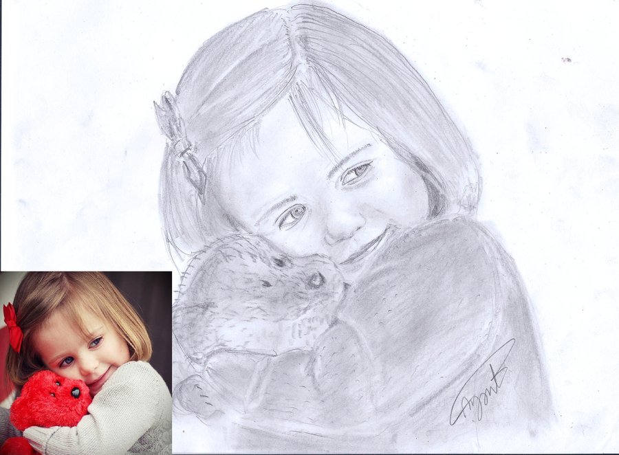 900x662 Baby Girl Pencil Drawing By Sgoct
