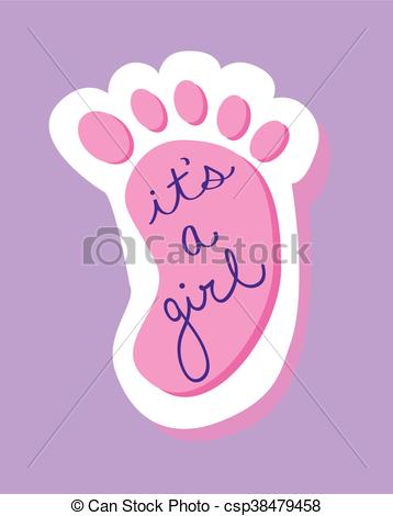 358x470 It's A Girl Baby Foot Clipart Vector