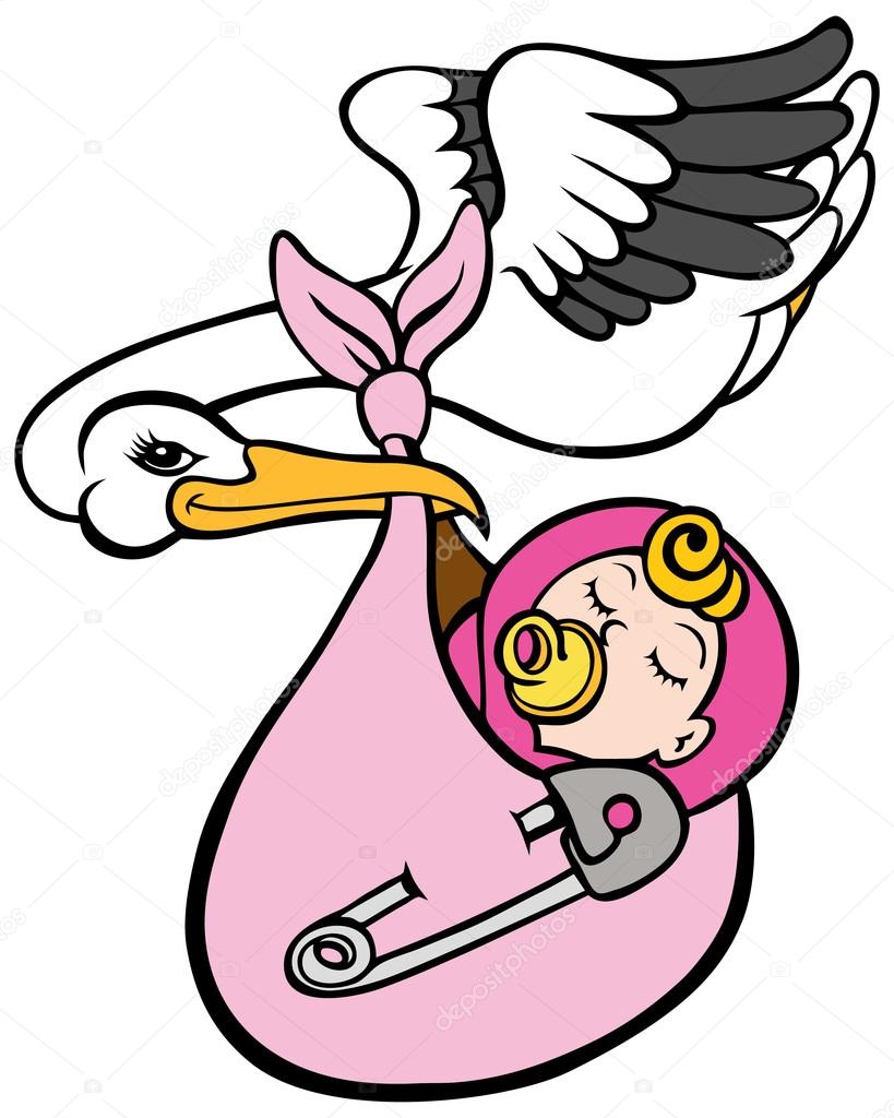 819x1024 Stork Delivering Baby Girl Stock Vector Cteconsulting