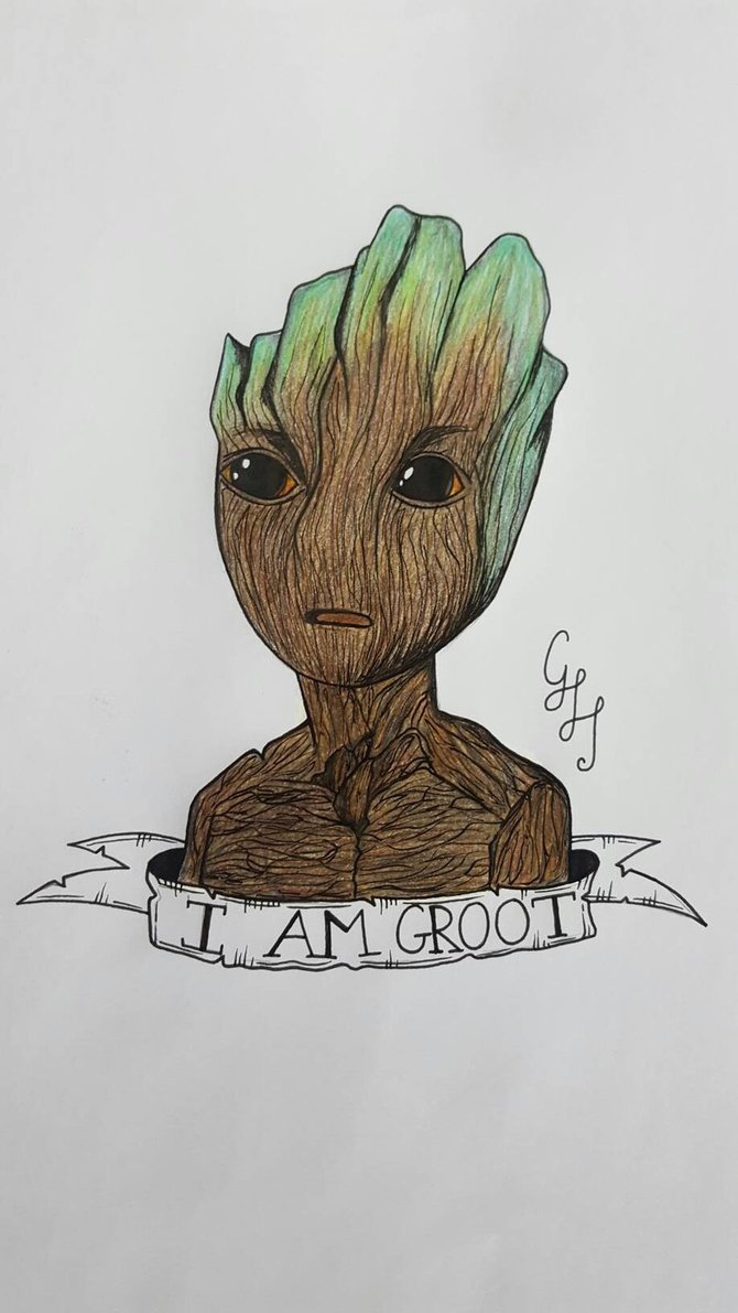670x1191 Baby Groot Drawing By Gemmaharding