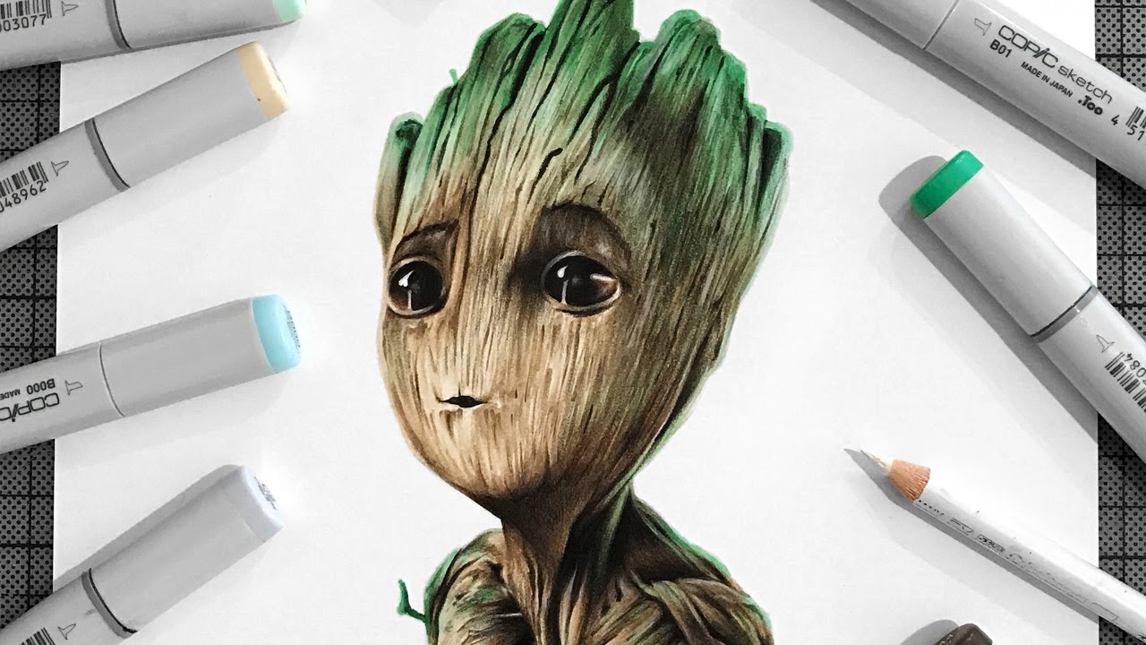 1280x720 Drawing Baby Groot