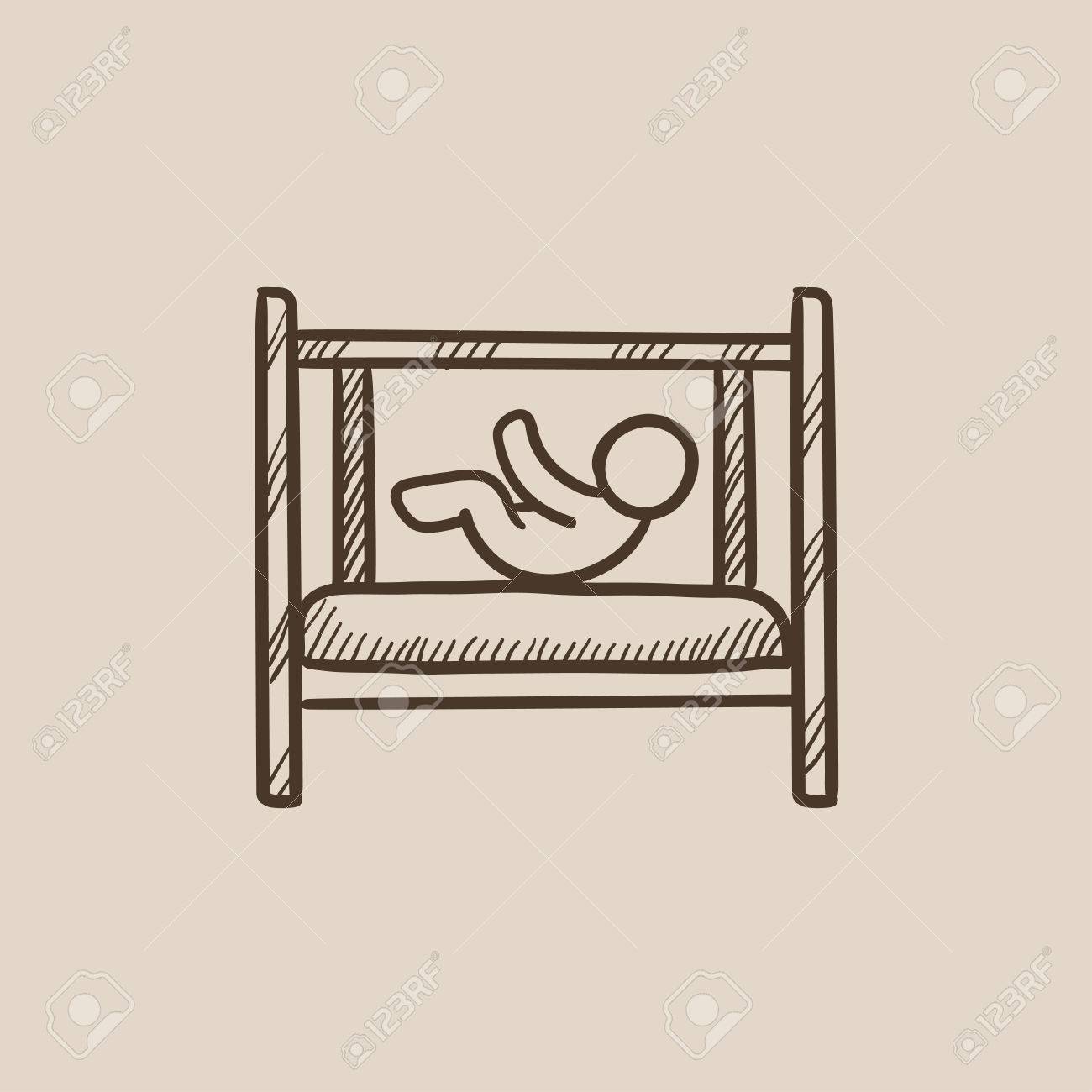 1300x1300 Baby Laying In The Crib Sketch Icon For Web, Mobile