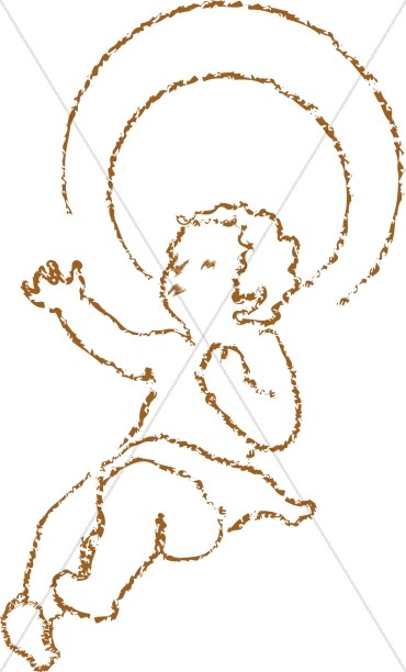 370x612 Chalk Drawn Baby Jesus With Halo Baby Jesus Clipart