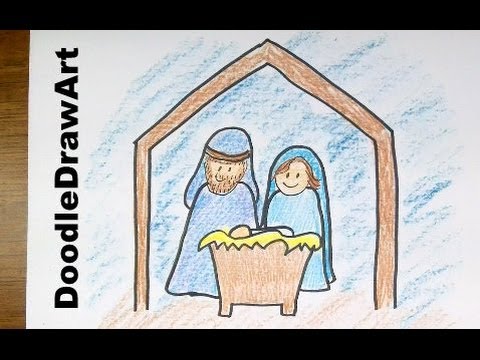 480x360 Drawing How To Draw A Cartoon Nativity Scene