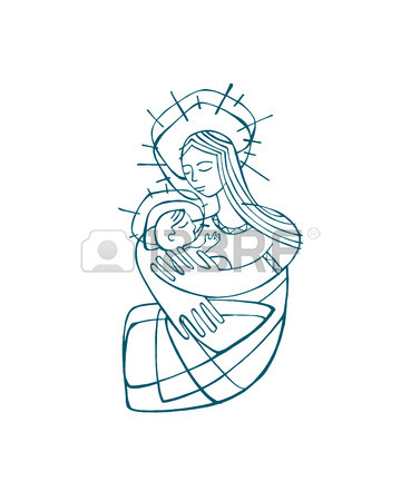 360x450 Hand Drawn Vector Illustration Or Drawing Of A Mother Virgin