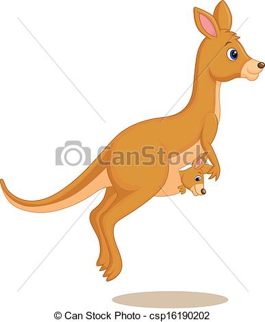 387x470 Vector Illustration Of Cartoon Mother And Baby Kangaroo Vector