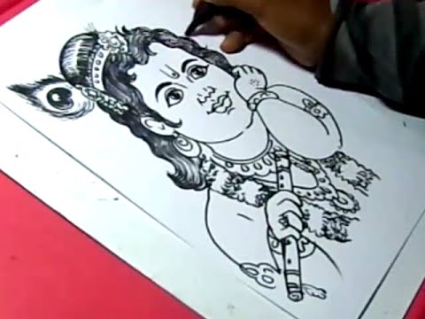 480x360 How To Draw Lord Little Krishna Drawing For Kids