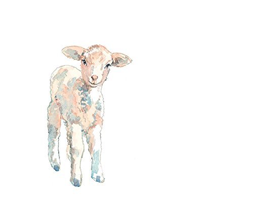 500x400 Baby Lamb Watercolor Print (Unframed) Handmade