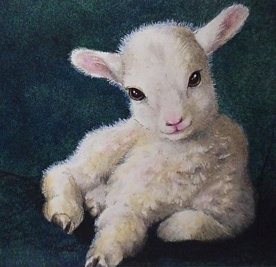 400x387 Easter Spring Baby Lamb Art From Small Animal Painting By Melody