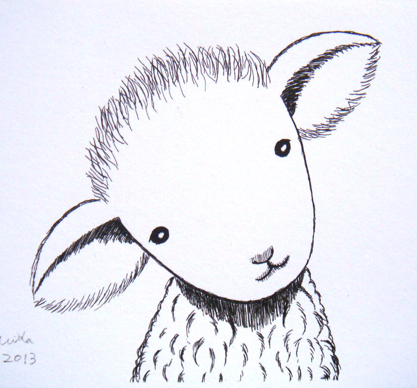 860x800 Nursery Art Lamb Sheep Ink Drawing Print Illustration By Mikaart