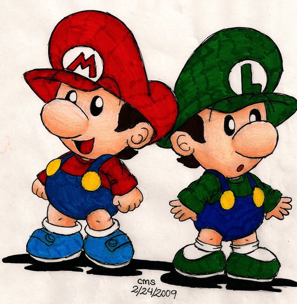 600x613 Baby Mario Bros By On @