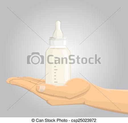 450x433 Hand Holding A Baby Feeding Bottle Vectors Illustration