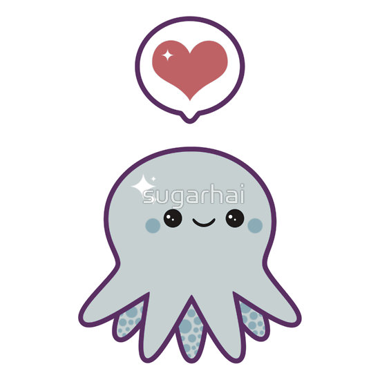 550x550 Cute Blue Octopus Kawaii, Doodles