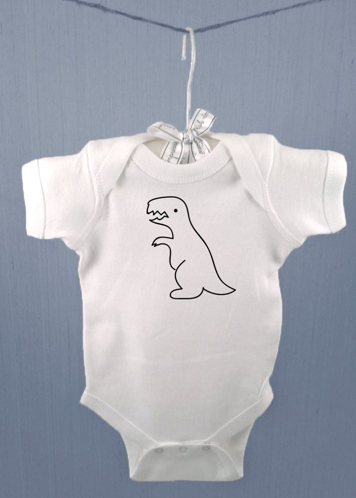 714x1000 A White Onesie With A Simple Drawing Of A Tyrannosaurus Rex. Get