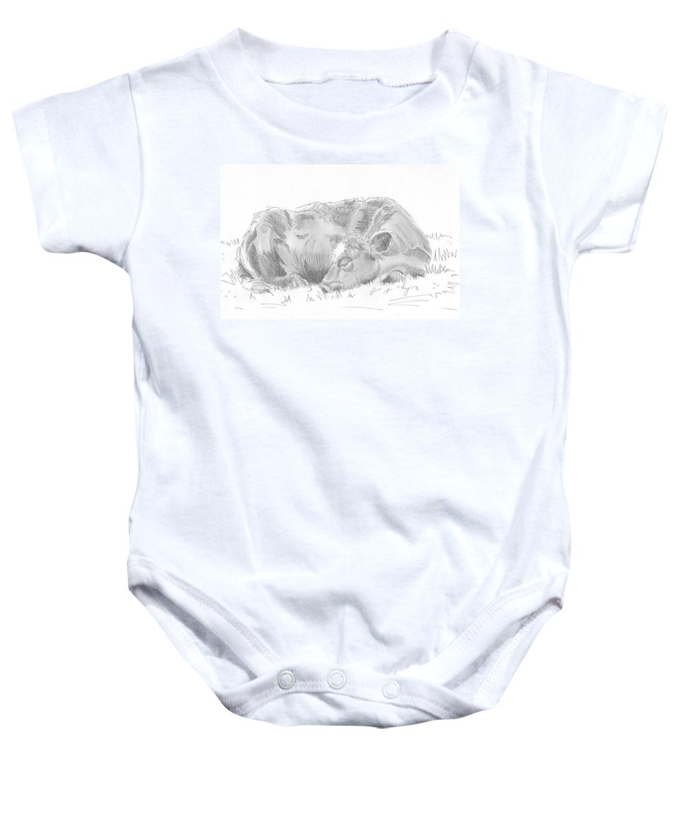 1000x1200 Cow Sleeping Drawing Onesie For Sale By Mike Jory