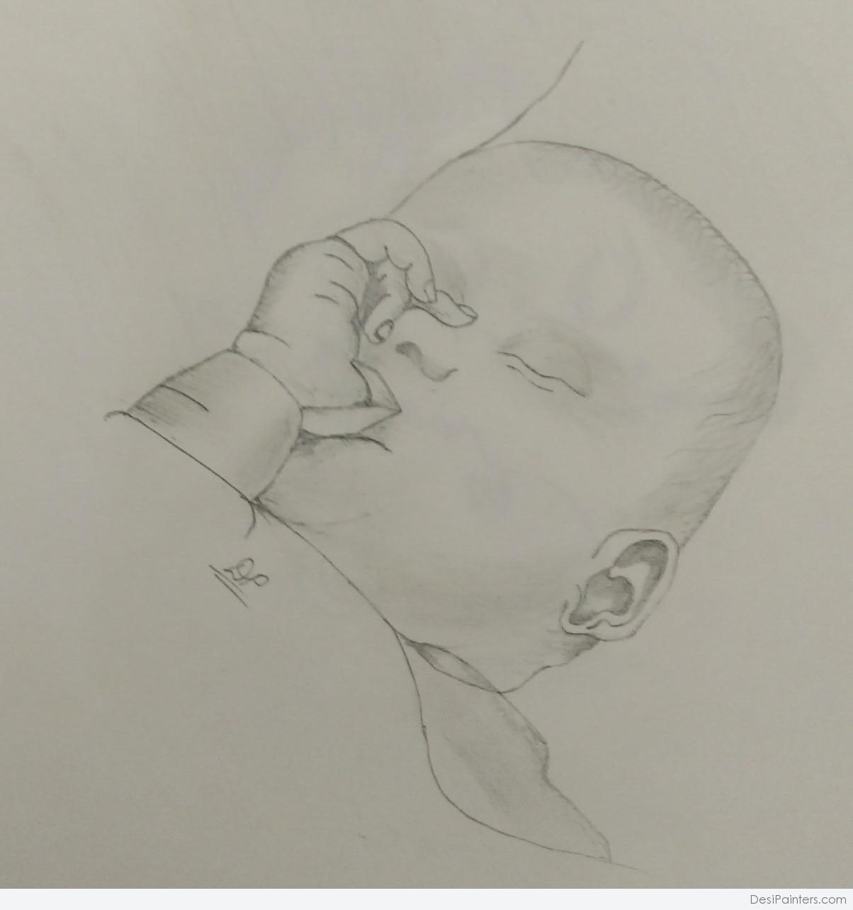 1204x1284 Pencil Sketch Of A Sleeping Baby