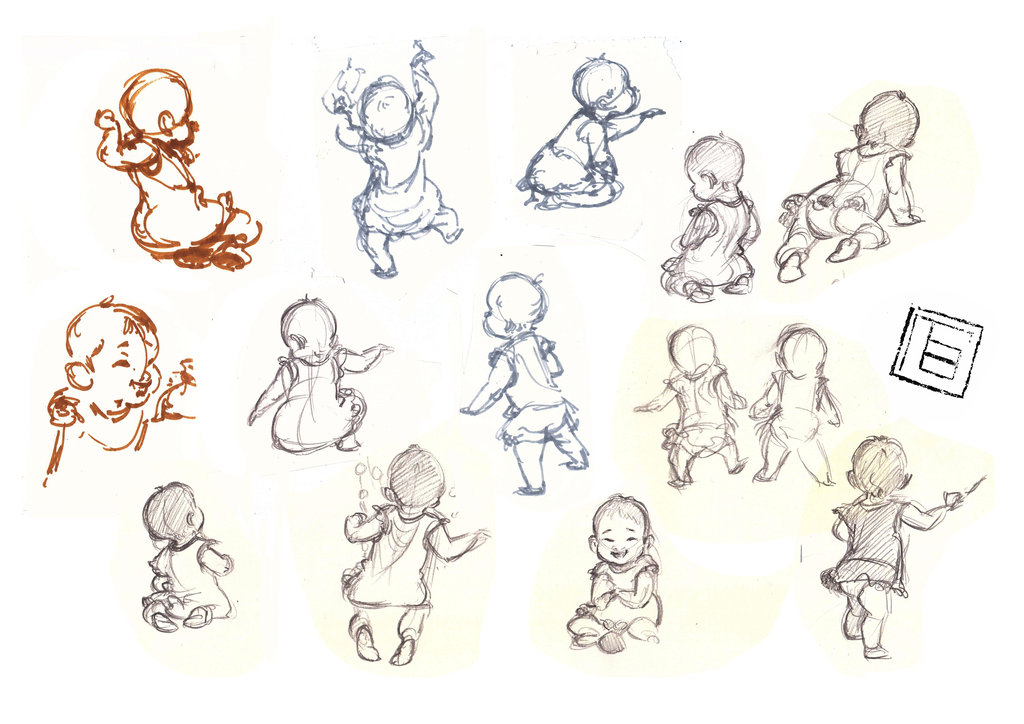 1024x724 Gesture Drawing Baby Girl Sketches By Tbchoi