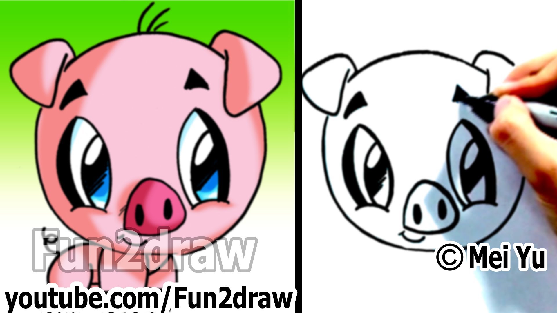 1920x1080 How To Draw A Cartoon Pig Under 2 Min