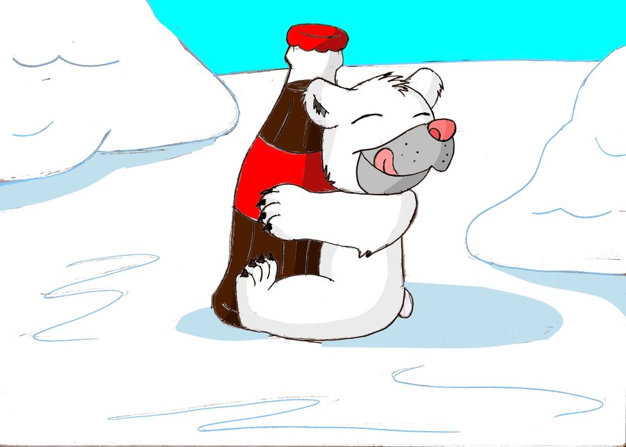 900x643 Baby Polar Bear Hugging A Bottle Of Coke By Creepyland