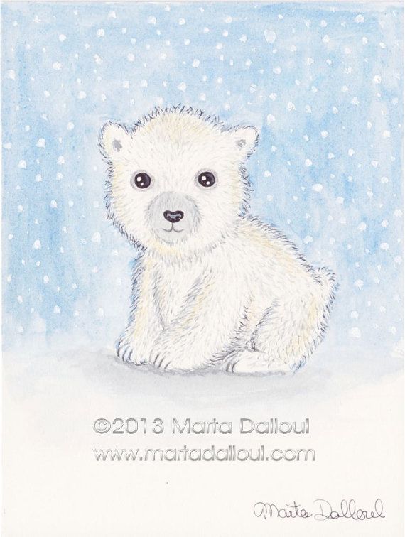 570x756 Polar Bear Original Watercolor Art. Cute Bear Illustration. Baby
