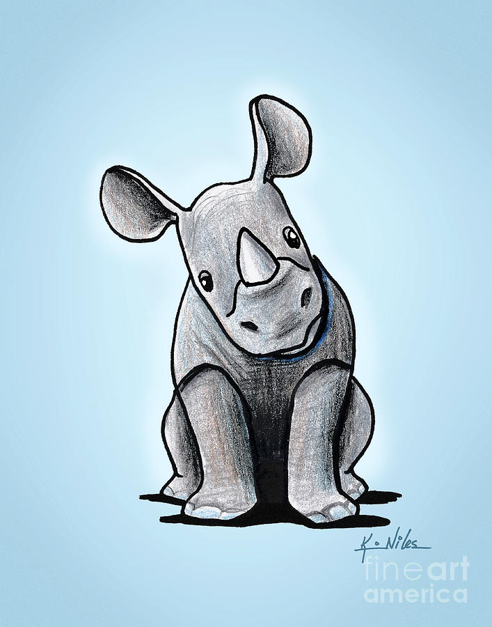707x900 Baby Rhino Drawing By Kim Niles