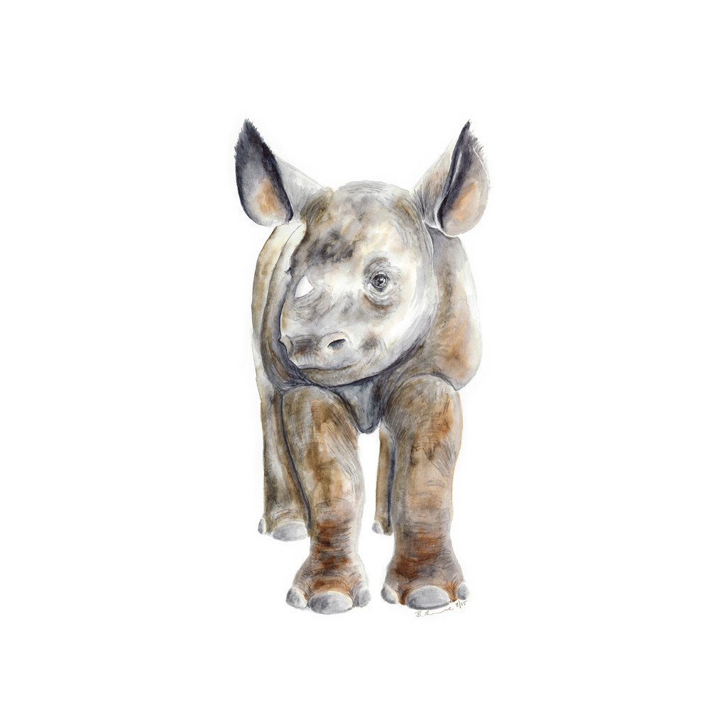1024x1024 Baby Rhino Portrait Nursery Art Tiny Toes Design