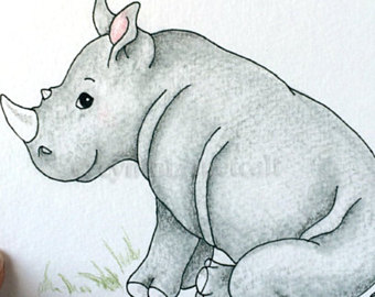 340x270 Baby Rhinoceros Art Etsy