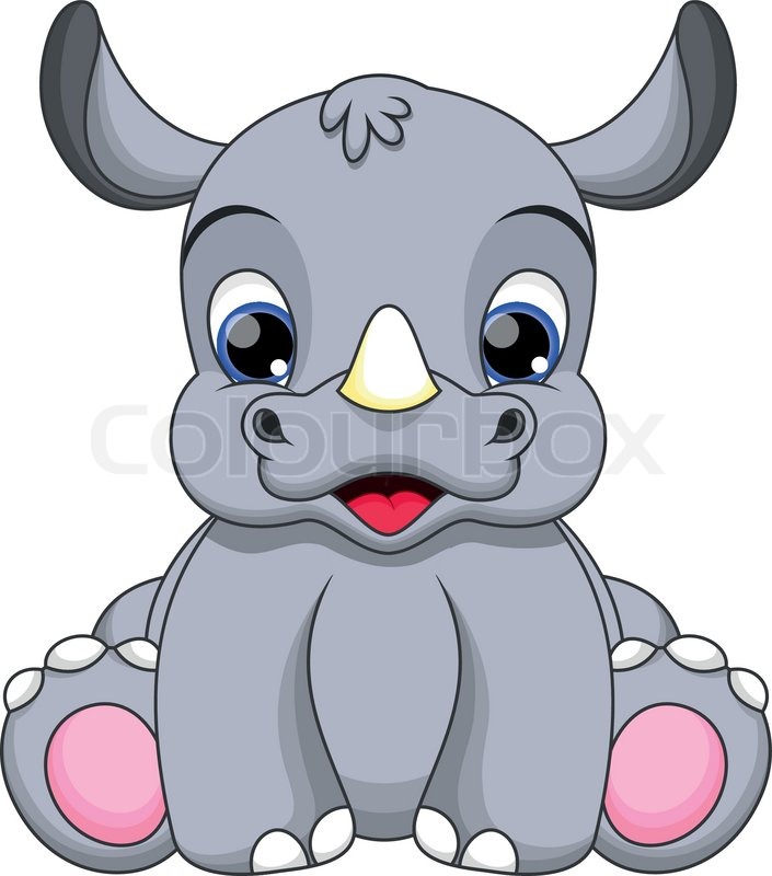 705x800 Cute Baby Rhino Cartoon Stock Vector Colourbox