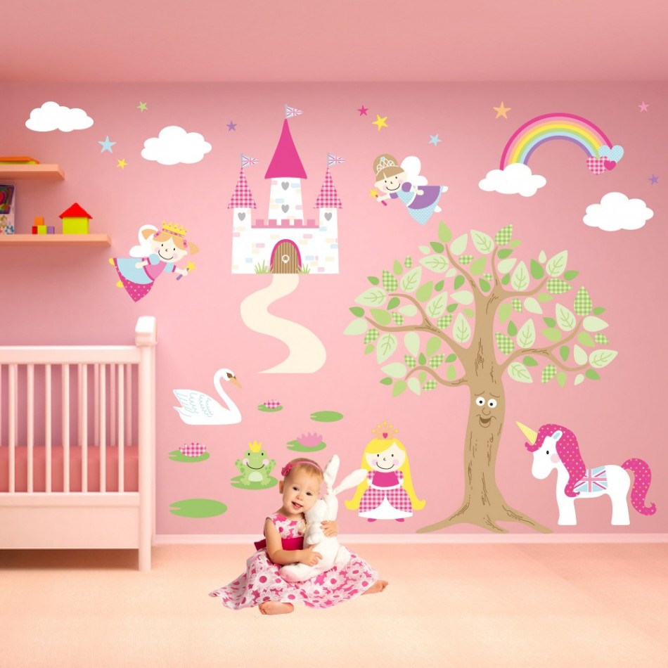 950x950 Ideas Cute Interior Drawing In The Wall For Baby Room With Cream
